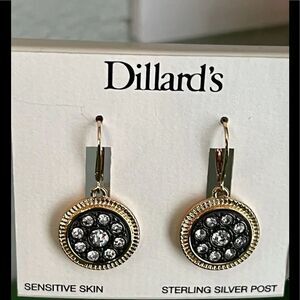 NWT Dillard’s Sterling Silver Post, Sensitive Skin Fishhook Earrings #J2